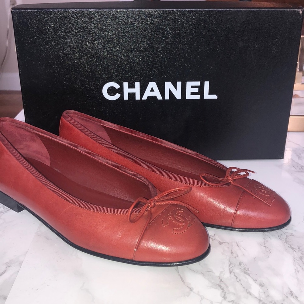 Red Chanel Flats